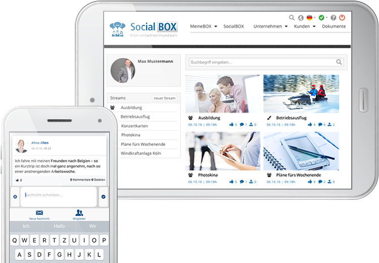 App SocialBOX-App Smartphone Tablet