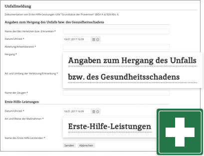IntranetBOX Module Intranet Social Software Modul Unfallmeldung