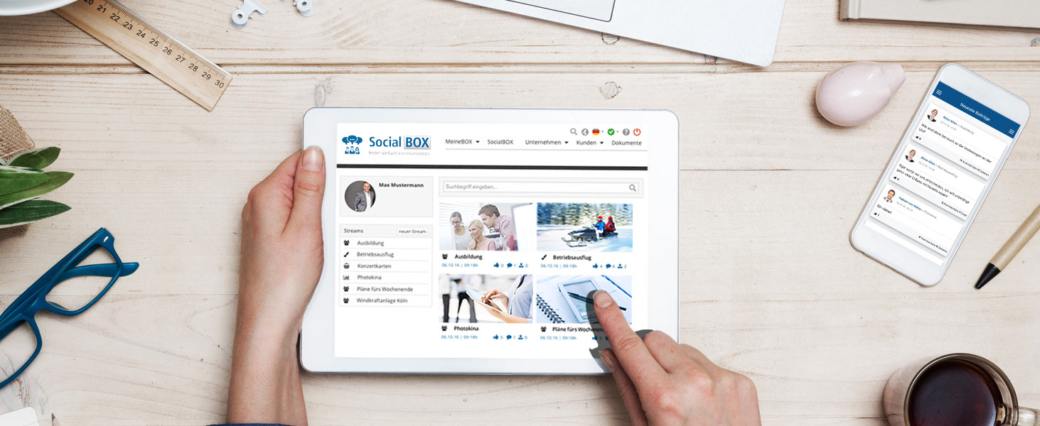Kontakt SocialBOX-App Slider Produkt
