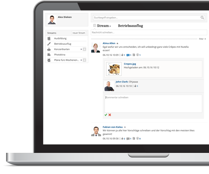 Desktop Social Intranet - Dateien anhaengen